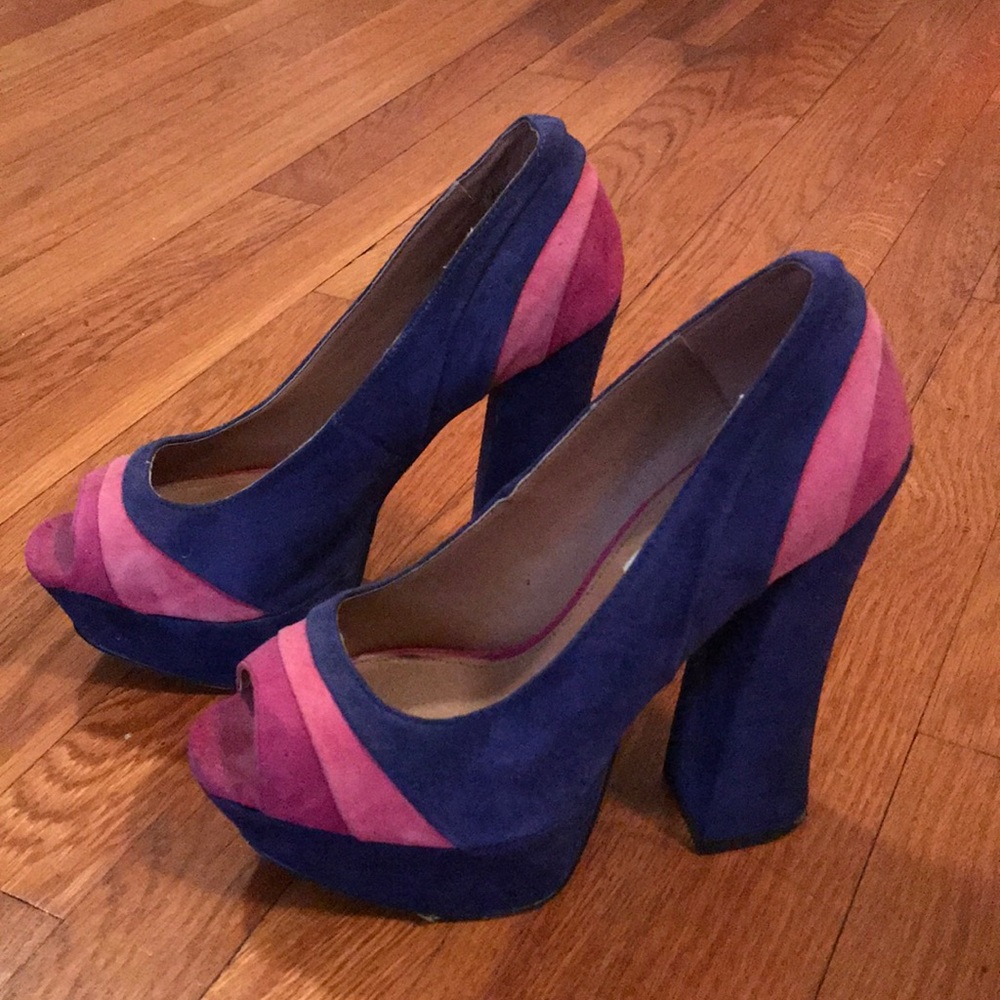Steve Madden suede multicolor platform heels